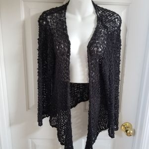 Crocheted light sweater - black - L/XL